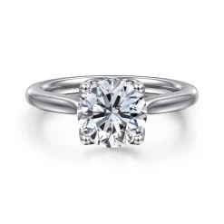 New Gabriel & Co. Nola - 14K White Gold Round Lotus Diamond Engagement Ring