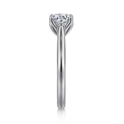 New Gabriel & Co. Nola - 14K White Gold Round Lotus Diamond Engagement Ring