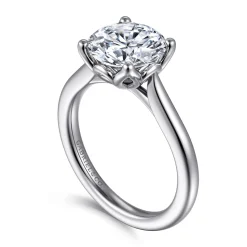 Sale Gabriel & Co. Nola - 14K White Gold Round Lotus Diamond Engagement Ring