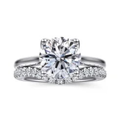 Sale Gabriel & Co. Nola - 14K White Gold Round Lotus Diamond Engagement Ring