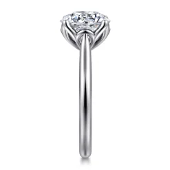 Sale Gabriel & Co. Nola - 14K White Gold Round Lotus Diamond Engagement Ring