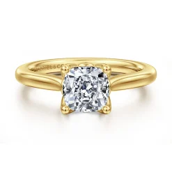 Hot Gabriel & Co. Nola - 14K Yellow Gold Cushion Cut Lotus Diamond Engagement Ring
