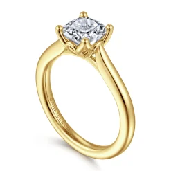 Hot Gabriel & Co. Nola - 14K Yellow Gold Cushion Cut Lotus Diamond Engagement Ring
