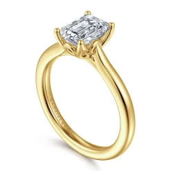 Gabriel & Co. Nola - 14K Yellow Gold Emerald Cut Lotus Diamond Engagement Ring