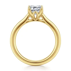 Gabriel & Co. Nola - 14K Yellow Gold Emerald Cut Lotus Diamond Engagement Ring