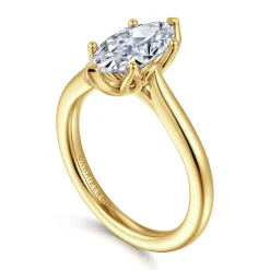 Hot Gabriel & Co. Nola - 14K Yellow Gold Marquise Shape Lotus Diamond Engagement Ring