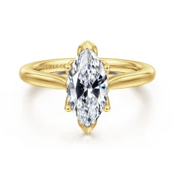 Hot Gabriel & Co. Nola - 14K Yellow Gold Marquise Shape Lotus Diamond Engagement Ring