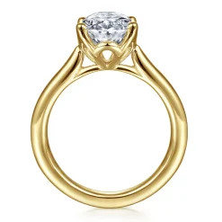 Discount Gabriel & Co. Nola - 14K Yellow Gold Oval Lotus Diamond Engagement Ring