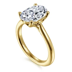 Discount Gabriel & Co. Nola - 14K Yellow Gold Oval Lotus Diamond Engagement Ring