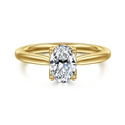 Best Gabriel & Co. Nola - 14K Yellow Gold Oval Lotus Diamond Engagement Ring
