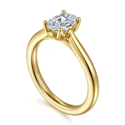 Best Gabriel & Co. Nola - 14K Yellow Gold Oval Lotus Diamond Engagement Ring