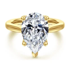New Gabriel & Co. Nola - 14K Yellow Gold Pear Shape Lotus Diamond Engagement Ring