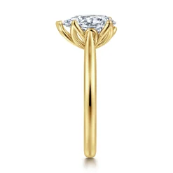 New Gabriel & Co. Nola - 14K Yellow Gold Pear Shape Lotus Diamond Engagement Ring