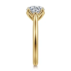New Gabriel & Co. Nola - 14K Yellow Gold Round Lotus Diamond Engagement Ring