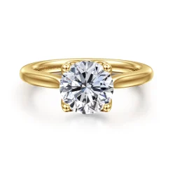 New Gabriel & Co. Nola - 14K Yellow Gold Round Lotus Diamond Engagement Ring