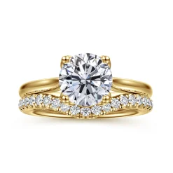 New Gabriel & Co. Nola - 14K Yellow Gold Round Lotus Diamond Engagement Ring