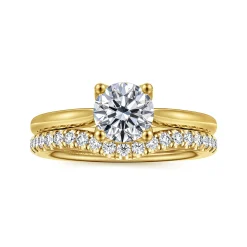 Hot Gabriel & Co. Nola - 14K Yellow Gold Round Lotus Diamond Engagement Ring