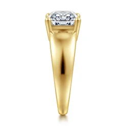 Best Gabriel & Co. Novara - 14K Yellow Gold Emerald Cut East West Wide Band Solitaire Diamond Engagement Ring