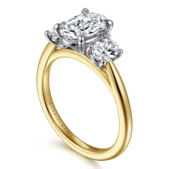 Online Gabriel & Co. November - 14K White and Yellow Gold Oval Three Stone Diamond Engagement Ring