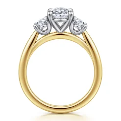 Online Gabriel & Co. November - 14K White and Yellow Gold Oval Three Stone Diamond Engagement Ring