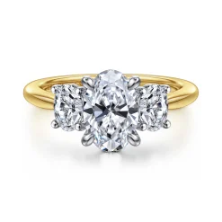 Online Gabriel & Co. November - 14K White and Yellow Gold Oval Three Stone Diamond Engagement Ring