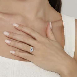 Online Gabriel & Co. November - 14K White and Yellow Gold Oval Three Stone Diamond Engagement Ring