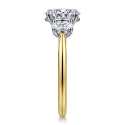 Online Gabriel & Co. November - 14K White and Yellow Gold Oval Three Stone Diamond Engagement Ring