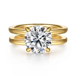Discount Gabriel & Co. Oksana - 14K Yellow Gold Split Shank Round Diamond Engagement Ring