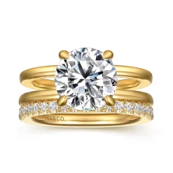 Discount Gabriel & Co. Oksana - 14K Yellow Gold Split Shank Round Diamond Engagement Ring