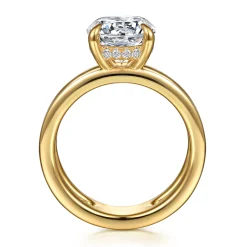 Discount Gabriel & Co. Oksana - 14K Yellow Gold Split Shank Round Diamond Engagement Ring