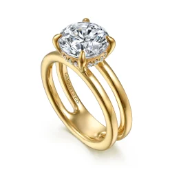 Discount Gabriel & Co. Oksana - 14K Yellow Gold Split Shank Round Diamond Engagement Ring