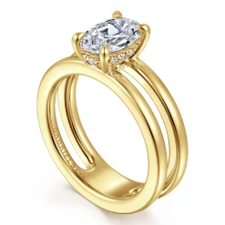 Clearance Gabriel & Co. Oksana - 14K Yellow Gold Split Shank Oval Diamond Engagement Ring