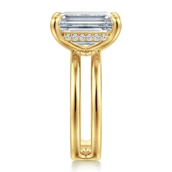 Sale Gabriel & Co. Oksana - 14K Yellow Gold Split Shank Emerald Cut Diamond Engagement Ring