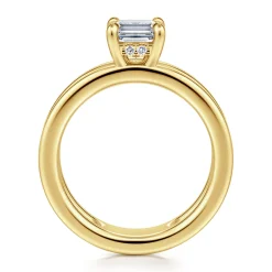 Clearance Gabriel & Co. Oksana - 14K Yellow Gold Split Shank Emerald Cut Diamond Engagement Ring