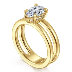 Hot Gabriel & Co. Oksana - 14K Yellow Gold Split Shank Pear Shape Diamond Engagement Ring