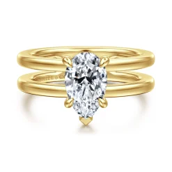 Hot Gabriel & Co. Oksana - 14K Yellow Gold Split Shank Pear Shape Diamond Engagement Ring