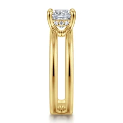 Best Gabriel & Co. Oksana - 14K Yellow Gold Split Shank Cushion Cut Diamond Engagement Ring