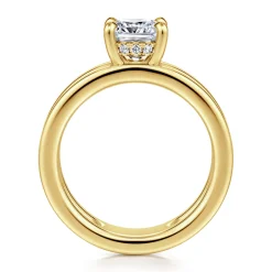 Best Gabriel & Co. Oksana - 14K Yellow Gold Split Shank Cushion Cut Diamond Engagement Ring