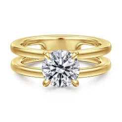 Gabriel & Co. Oksana - 14K Yellow Gold Split Shank Round Diamond Engagement Ring