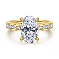 Online Gabriel & Co. Olya - 14K Yellow Gold Oval Channel Set Cathedral Diamond Engagement Ring