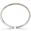 Hot Gabriel & Co. Open Cuff Bangle Herringbone 925 Sterling Silver and 14K Yellow Gold 7mm