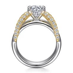 Clearance Gabriel & Co. Orleans - 14K White-Yellow Gold Round Diamond Engagement Ring