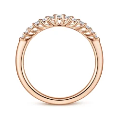 Sale Gabriel & Co. Ostrava - Curved 14K Rose Gold Shared Prong Diamond Wedding Band - 0.25 ct