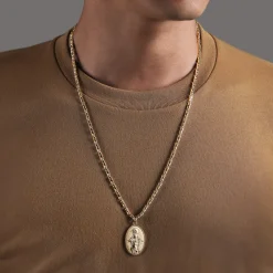 Sale Gabriel & Co. Oval 14K Yellow Gold Virgin Mary Pendant with Twisted Rope Frame