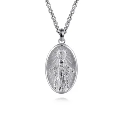 New Gabriel & Co. Oval 925 Sterling Silver Virgin Mary Pendant
