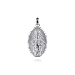 New Gabriel & Co. Oval 925 Sterling Silver Virgin Mary Pendant