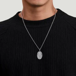 New Gabriel & Co. Oval 925 Sterling Silver Virgin Mary Pendant