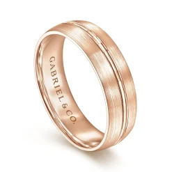 New Gabriel & Co. Owen - 14K Rose Gold 6mm - Men's Wedding Band in Satin Finish