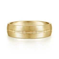 Gabriel & Co. Owen - 14K Yellow Gold 6mm - Men's Wedding Band in Satin Finish