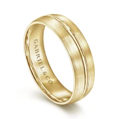 Gabriel & Co. Owen - 14K Yellow Gold 6mm - Men's Wedding Band in Satin Finish